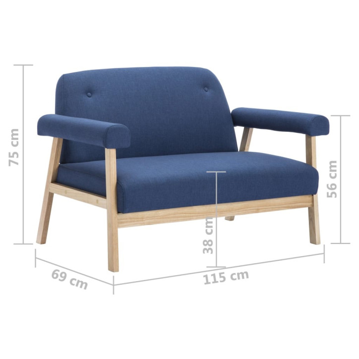 Dvivietė sofa, audinys, mėlyna