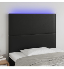 Galvūgalis su LED, juodos spalvos, 100x5x118/128cm dirbtinė oda