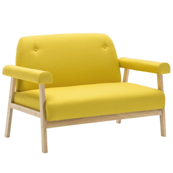 Dvivietė sofa, audinys, geltona