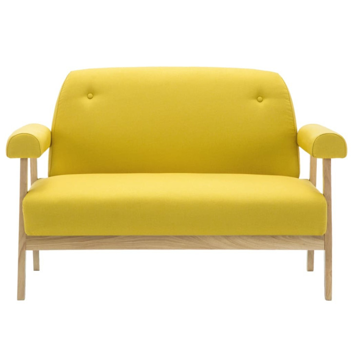 Dvivietė sofa, audinys, geltona