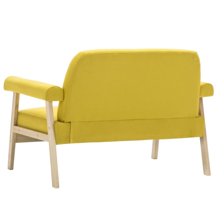 Dvivietė sofa, audinys, geltona