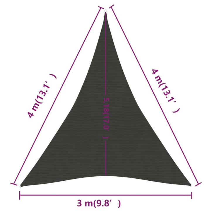 Uždanga nuo saulės, antracito spalvos, 3x4x4m, HDPE, 160g/m²