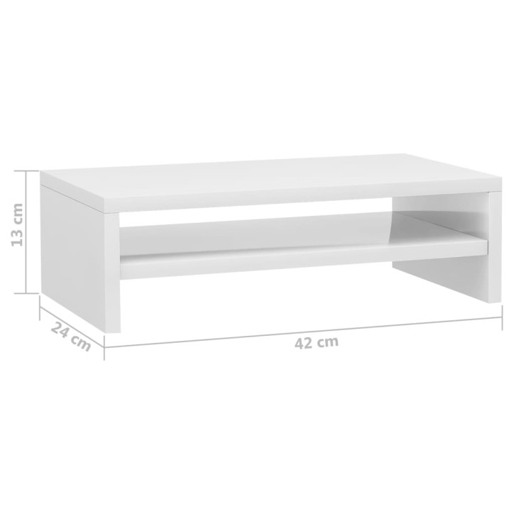 Monitoriaus stovas, baltos spalvos, 42x24x13cm, MDP, blizgus