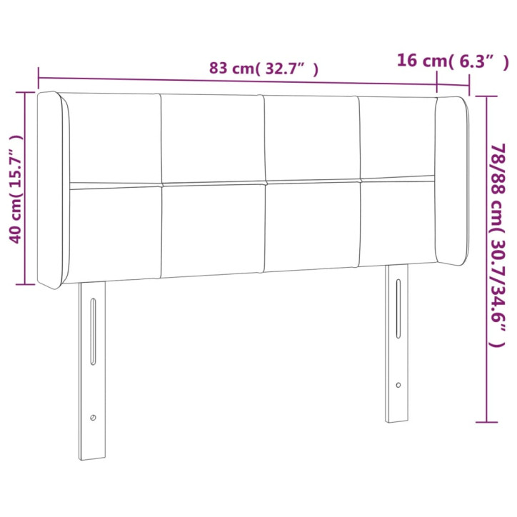 Galvūgalis su LED, juodos spalvos, 83x16x78/88cm, aksomas