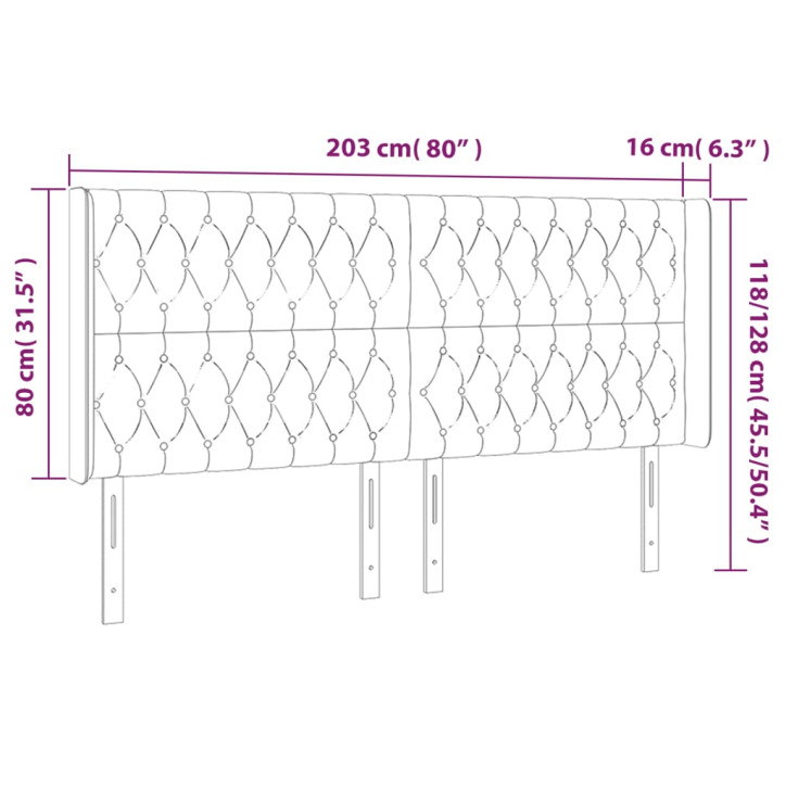 Galvūgalis su LED, taupe spalvos, 203x16x118/128cm, audinys