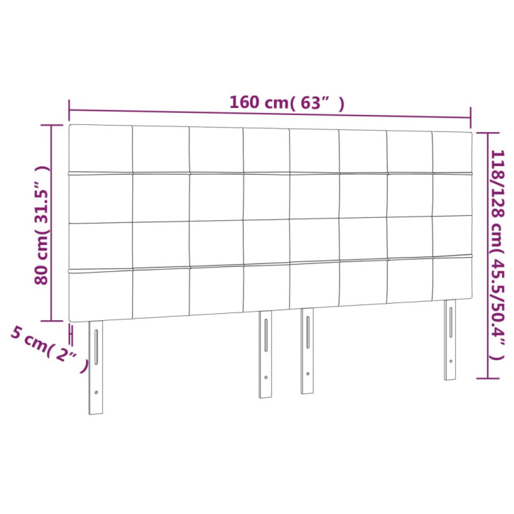 Galvūgalis su LED, juodos spalvos, 160x5x118/128cm, audinys