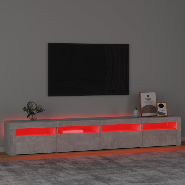 TV spintelė su LED apšvietimu, betono pilka, 240x35x40cm