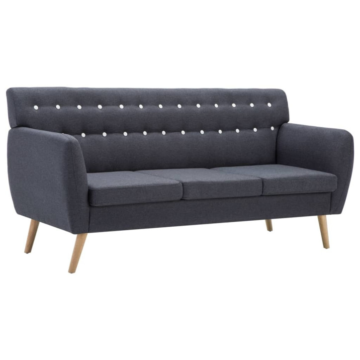 Trivietė sofa, audinio apmušalas, 172x70x82cm, tamsiai pilka