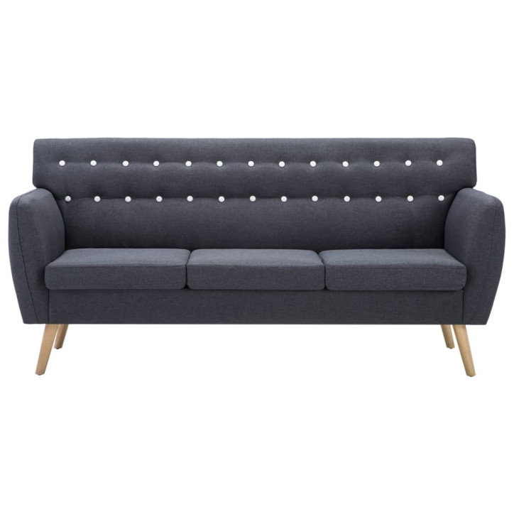 Trivietė sofa, audinio apmušalas, 172x70x82cm, tamsiai pilka