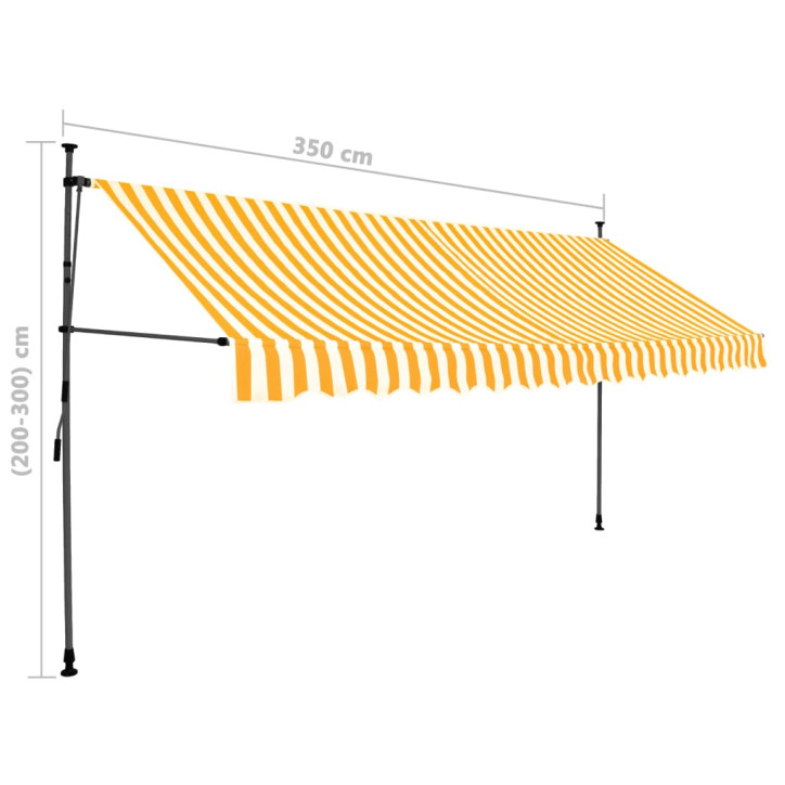 Rankinė ištraukiama markizė su LED, balta ir oranžinė, 350cm