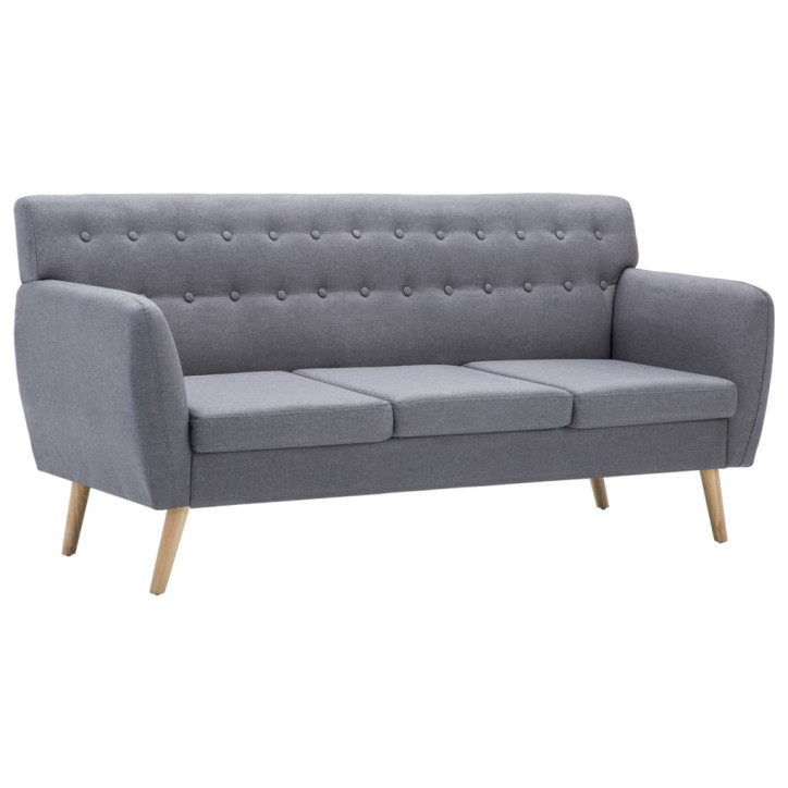 Trivietė sofa, audinio apmušalas, 172x70x82cm, šviesiai pilka