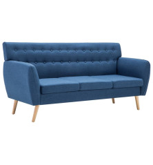 Trivietė sofa, audinio apmušalas, 172x70x82cm, mėlyna