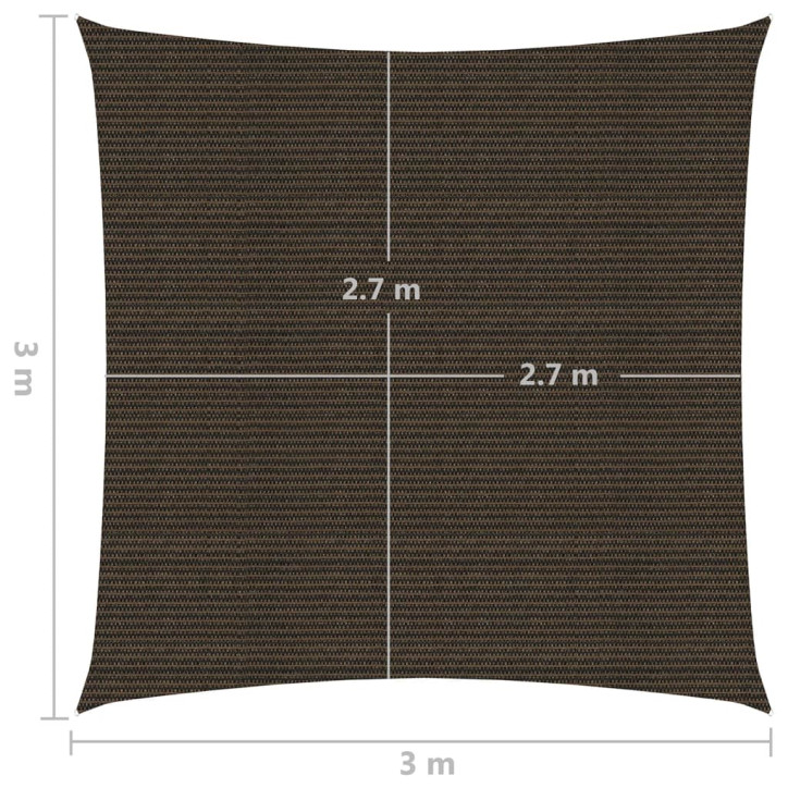 Uždanga nuo saulės, rudos spalvos, 3x3m, HDPE, 160g/m²