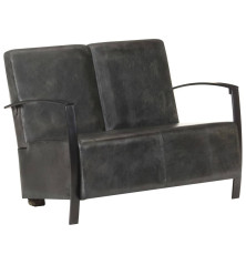 Dvivietė sofa, baltintos pilkos spalvos, tikra oda