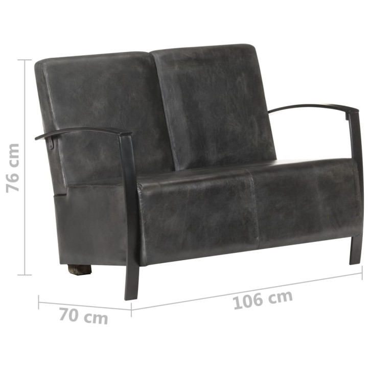 Dvivietė sofa, baltintos pilkos spalvos, tikra oda