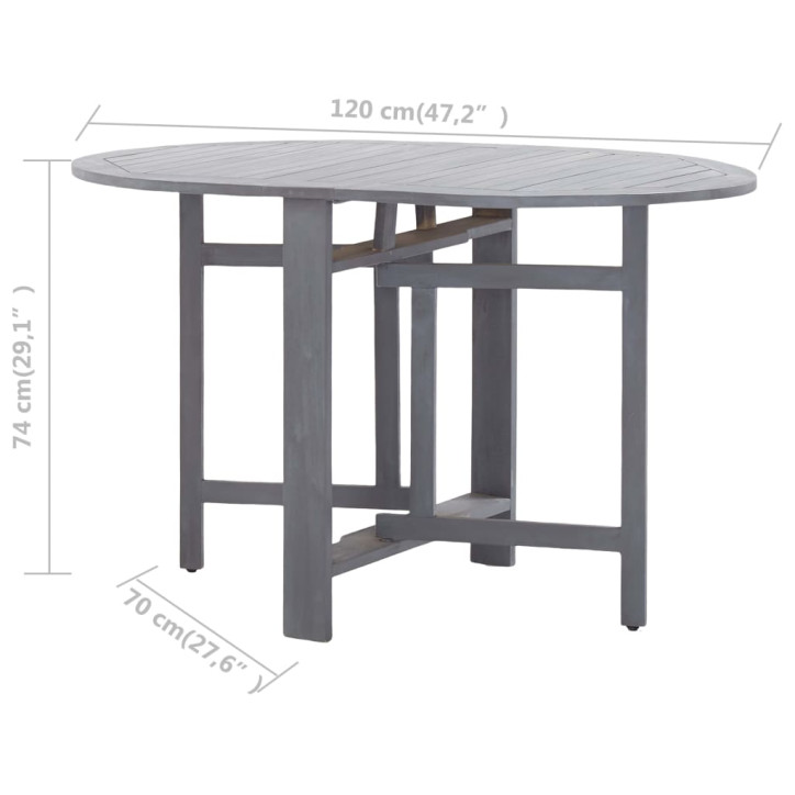 Sodo stalas, pilkas, 120x70x74cm, akacijos medienos masyvas