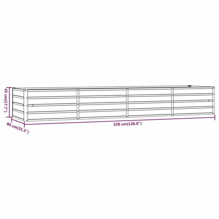 Sodo lovelis, pilkas, 320x80x45cm, plienas