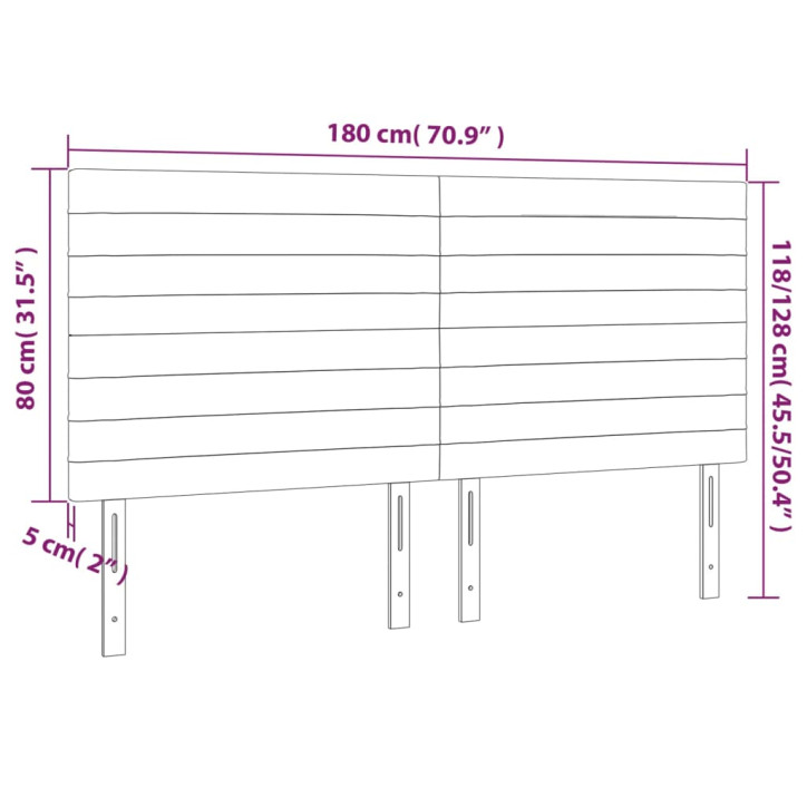 Galvūgalis su LED, tamsiai pilkas, 180x5x118/128cm, audinys