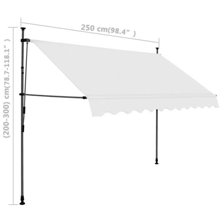 Rankiniu būdu ištraukiama markizė su LED, kreminė, 250cm