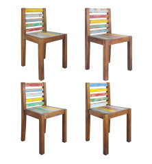 Valgomojo kėdės, 4vnt., perdirbtos medienos masyvas