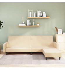 Dvivietė sofa-lova su pakoja, kreminės spalvos, aksomas