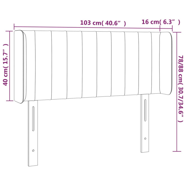 Galvūgalis su LED, šviesiai pilkas, 103x16x78/88cm, aksomas