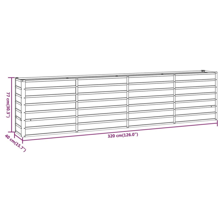 Sodo lovelis, pilkas, 320x40x77cm, plienas