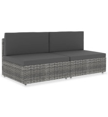 Modulinė dvivietė sofa, pilkos spalvos, poliratanas