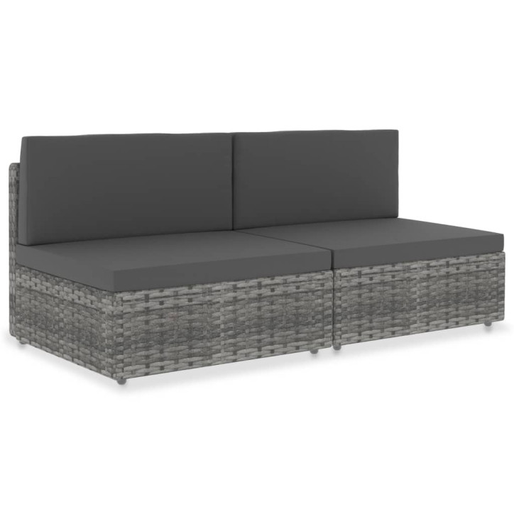 Modulinė dvivietė sofa, pilkos spalvos, poliratanas