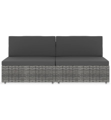 Modulinė dvivietė sofa, pilkos spalvos, poliratanas