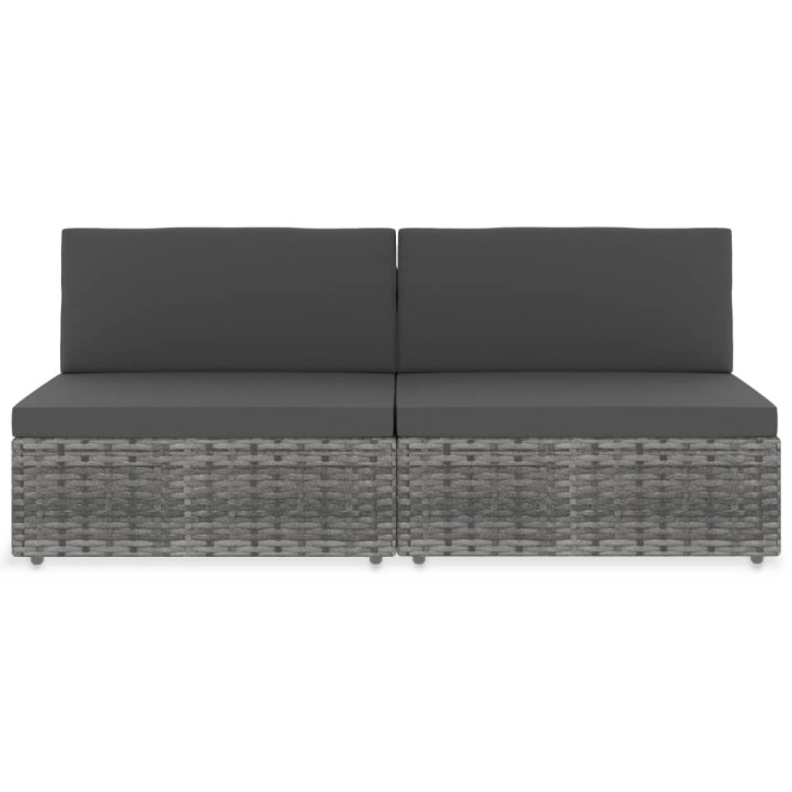 Modulinė dvivietė sofa, pilkos spalvos, poliratanas