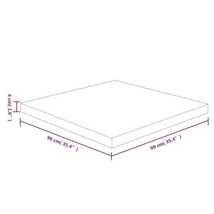 Stalviršis, 90x90x4cm, neapdorotas ąžuolo medienos masyvas