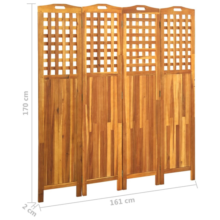 Kambario pertvara, 4 dalių, 161x2x170cm, akacijos masyvas