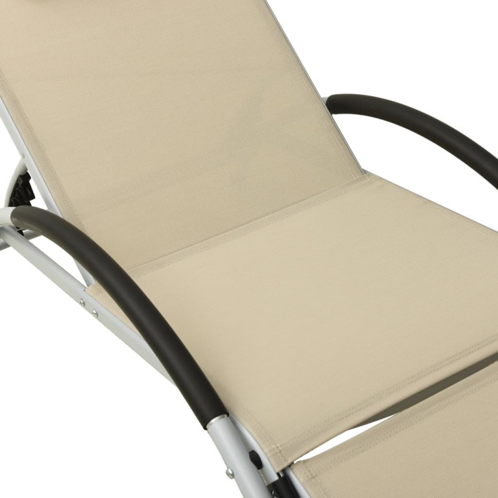 310530  Sun Lounger with Pillow Textilene Cream