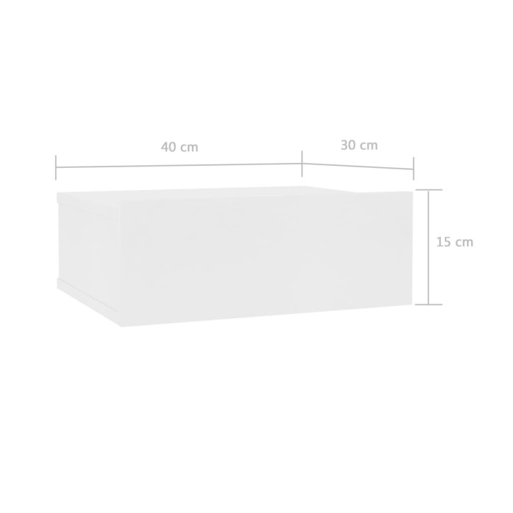 Pakabinamas naktinis staliukas, baltos sp., 40x30x15cm, MDP