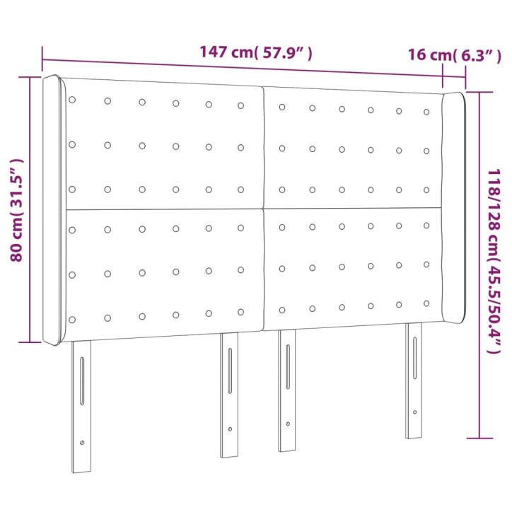 Galvūgalis su LED, juodos spalvos, 147x16x118/128 cm