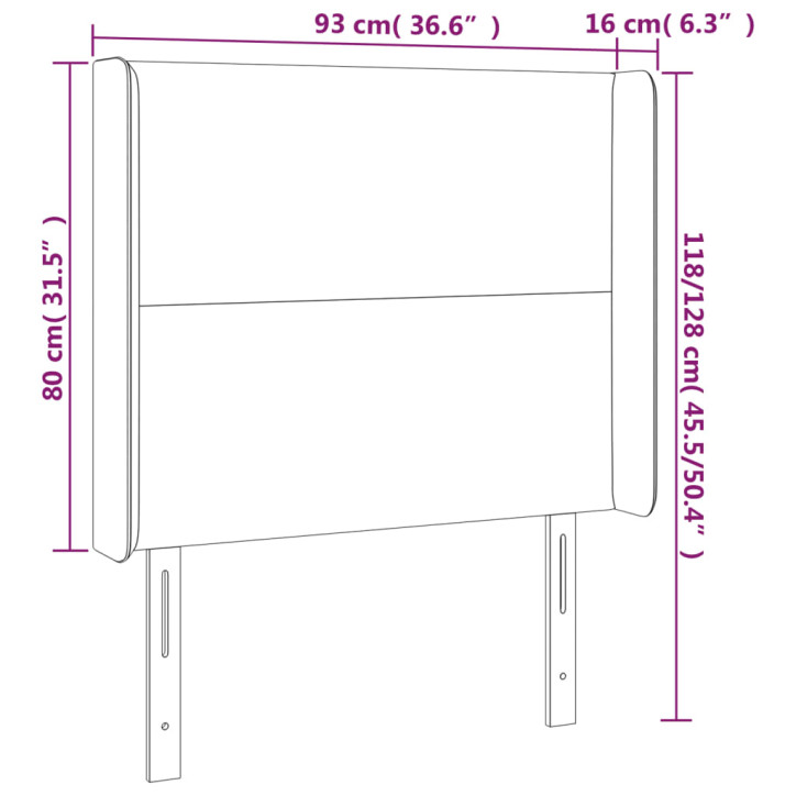 Galvūgalis su LED, šviesiai pilkas, 93x16x118/128cm, aksomas