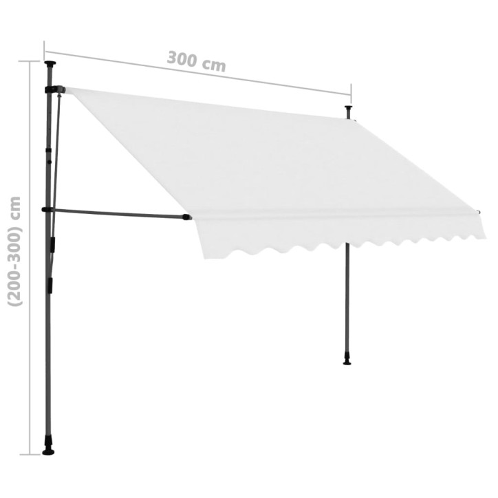 Rankiniu būdu ištraukiama markizė su LED, kreminė, 300cm