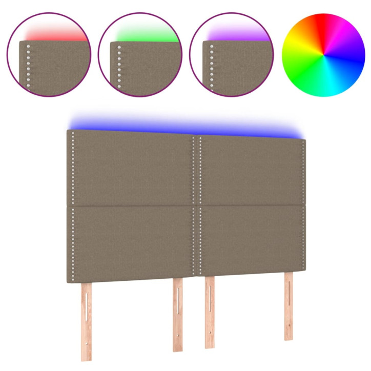 Galvūgalis su LED, taupe spalvos, 144x5x118/128cm, audinys