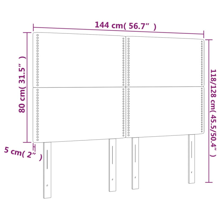 Galvūgalis su LED, taupe spalvos, 144x5x118/128cm, audinys