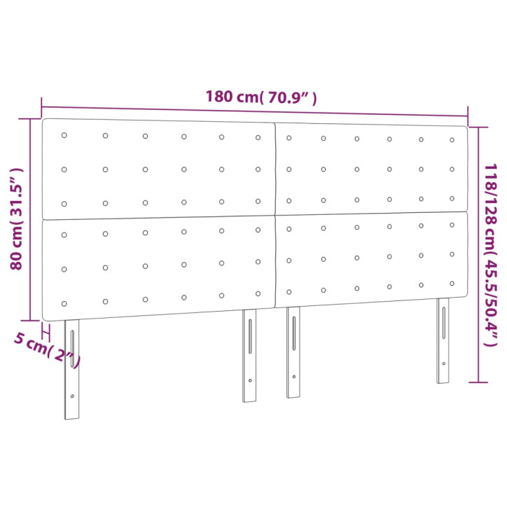 Galvūgalis su LED, juodos spalvos, 180x5x118/128cm dirbtinė oda