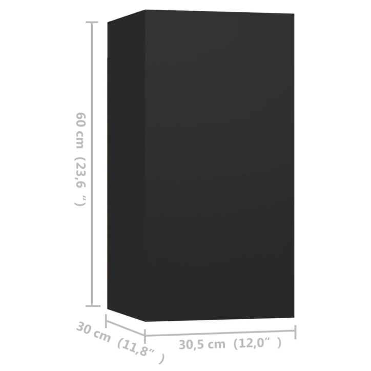 Televizoriaus spintelės, 4vnt., juodos, 30,5x30x60cm, MDP