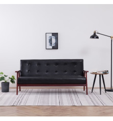 Trivietė sofa, juodos spalvos, dirbtinė oda