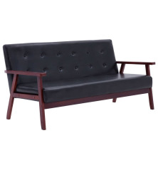 Trivietė sofa, juodos spalvos, dirbtinė oda