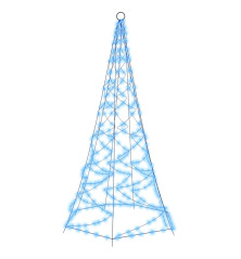 Kalėdų eglutė ant vėliavos stiebo, 180cm, 200 mėlynų LED
