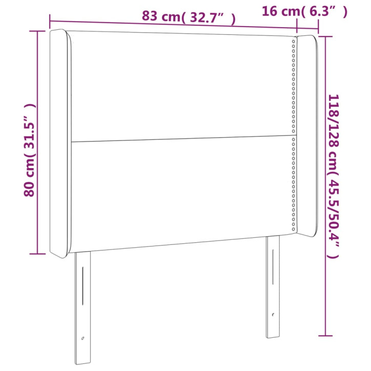 Galvūgalis su LED, šviesiai pilkas, 83x16x118/128cm, audinys