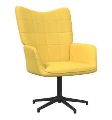 Poilsio kėdė su pakoja, garstyčių geltonos spalvos, audinys