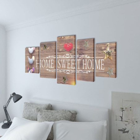 Fotopaveikslas su Užrašu "Home Sweet Home" ant Drobės 100 x 50 cm