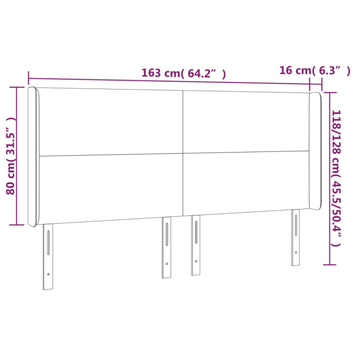 Galvūgalis su LED, kreminės spalvos, 163x16x118/128cm, audinys