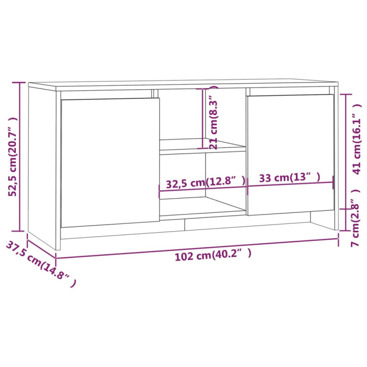 Televizoriaus spintelė, betono pilka, 102x37,5x52,5cm, MDP